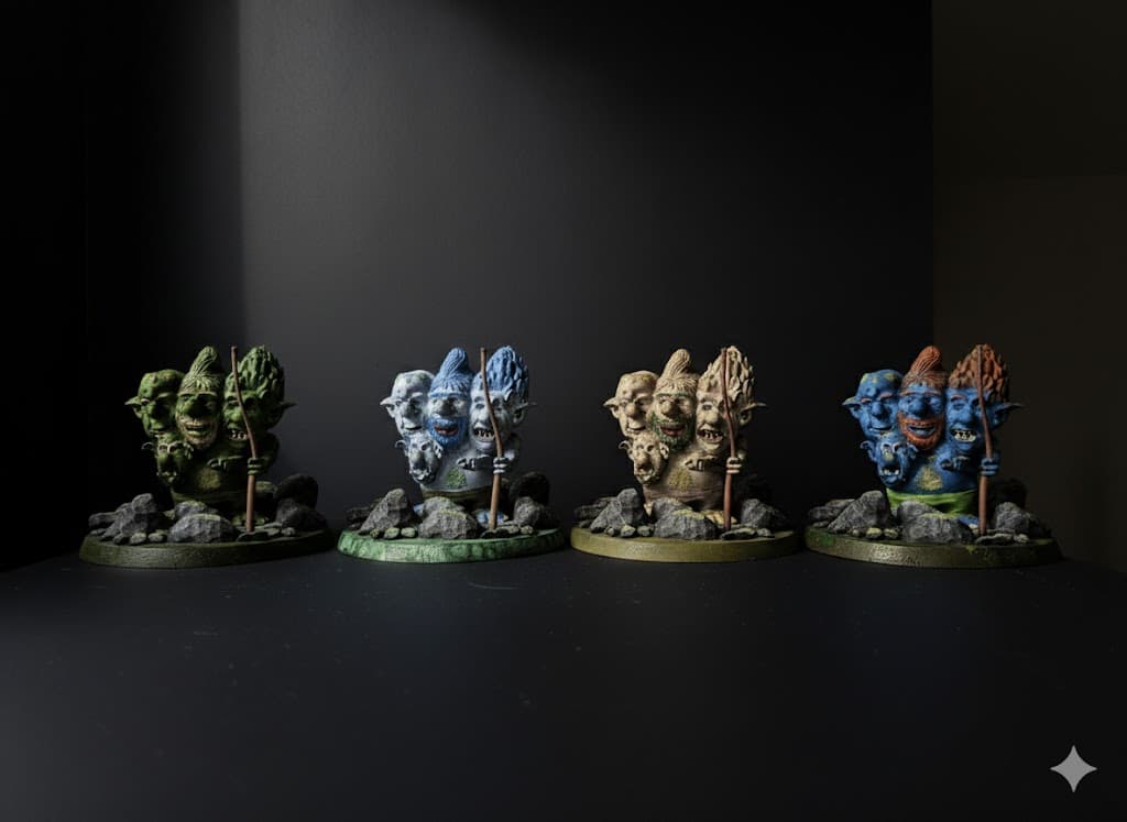 3D-printede trollfigurer